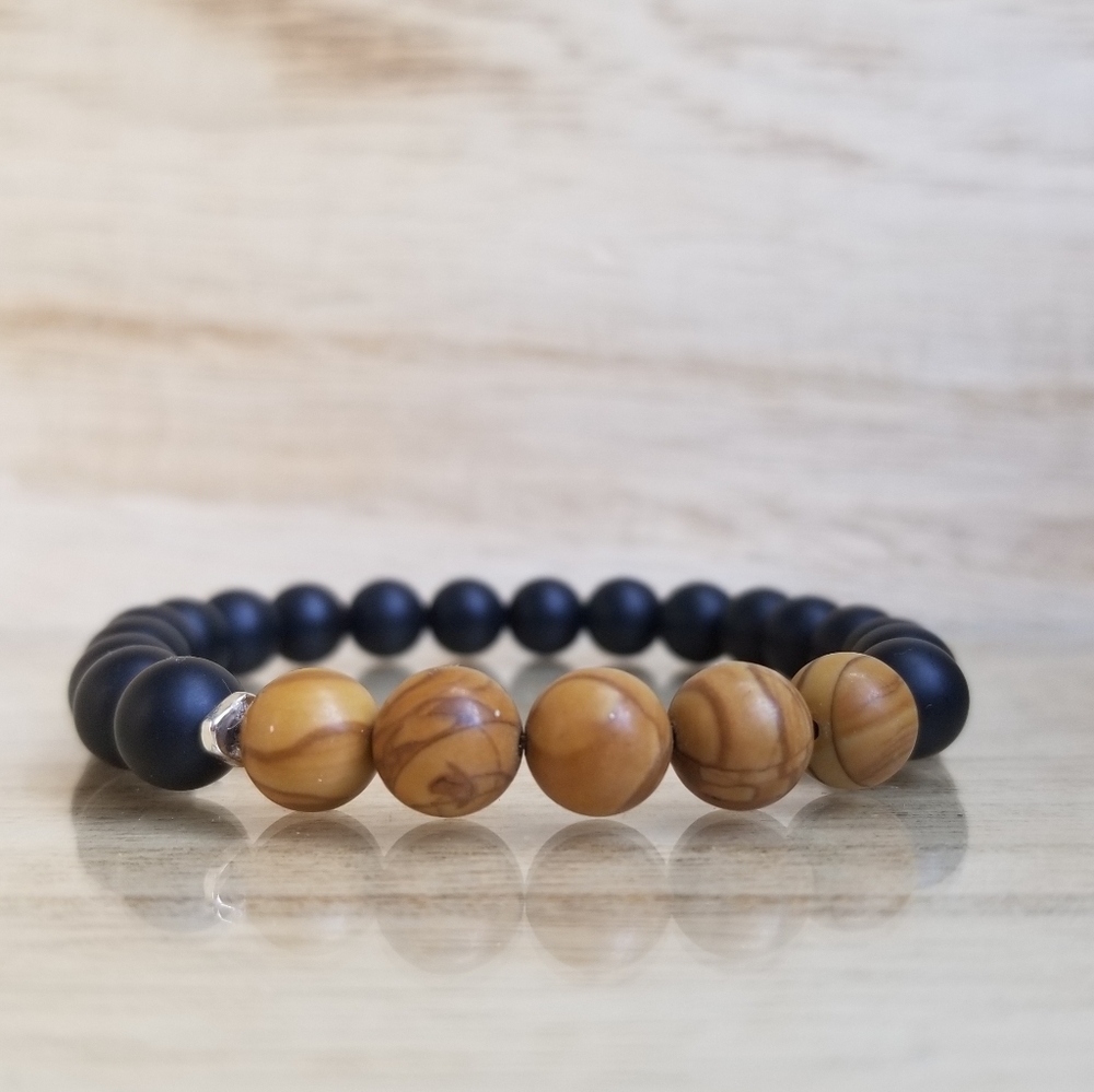 Tiger Skin Jasper Onyx Gemstone Stretch Bracelet